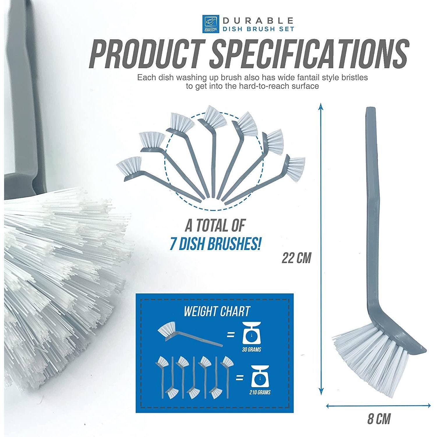 TDBS Round Plastic Dish Brush (Pack of 7)
