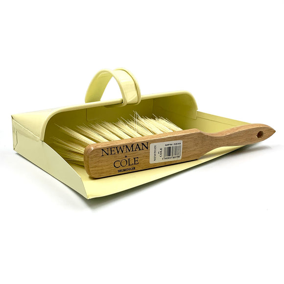 Newman and Cole Cream Metal Hooded Dustpan and Soft Brush Set