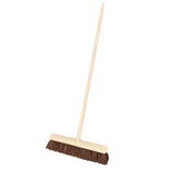 18" Stiff Natural Bassine Broom Head with Strong Wooden Brush Handle