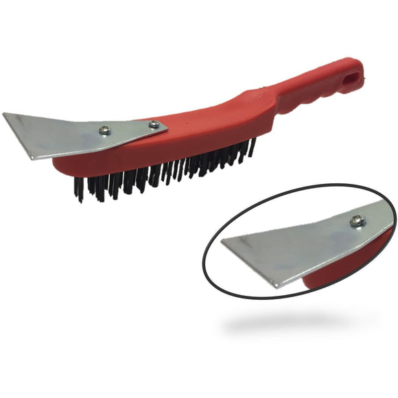 Heavy Duty Wire Brush Plastic Body with Strong Metal Scraper - The Dustpan and Brush Store