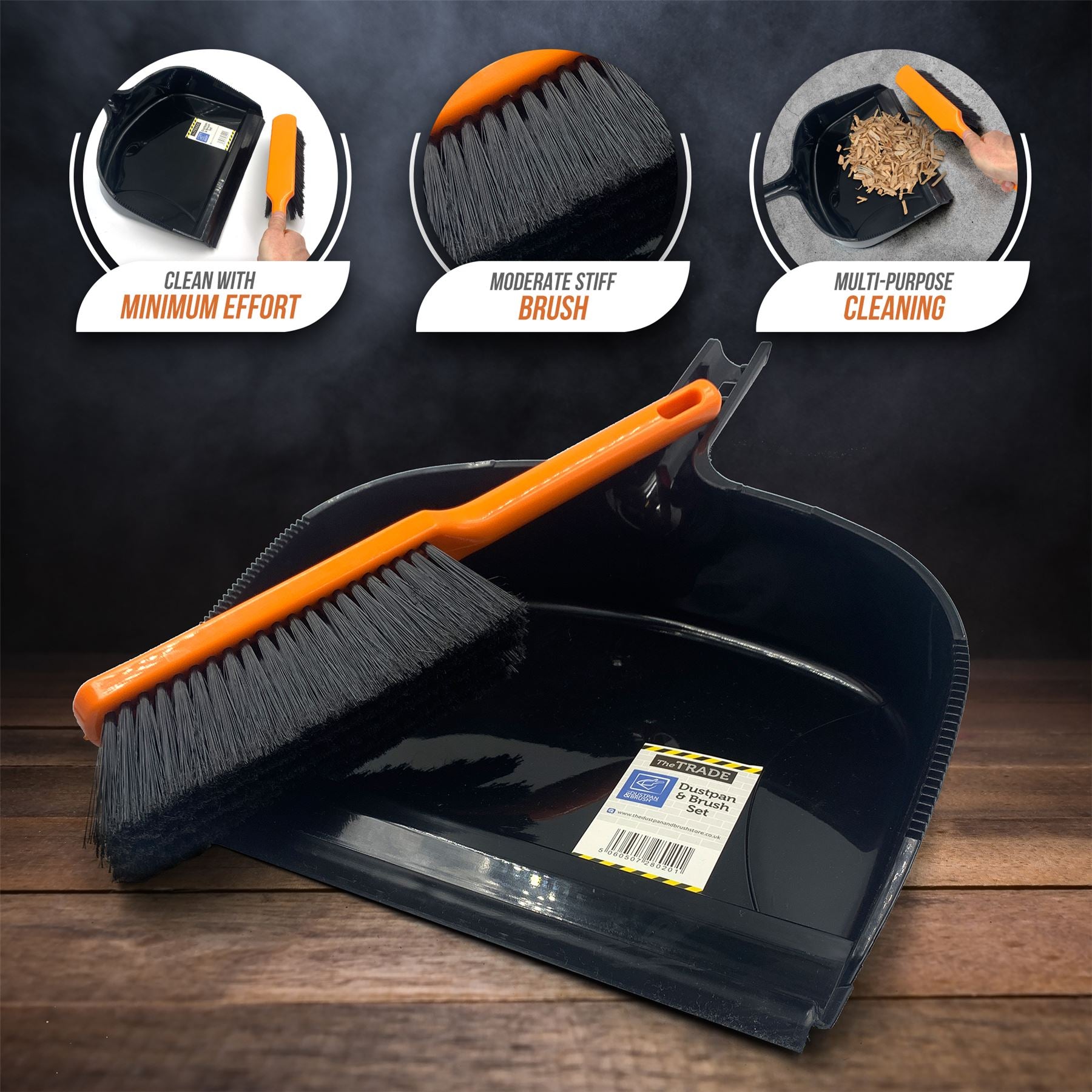 The TRADE Jumbo Dustpan and Large Brush Set - Ideal for Builders, Joiners etc
