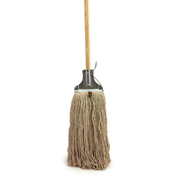 Kentucky Mop Head and Wooden Handle with Metal Fixing Bracket - The Dustpan and Brush Store
