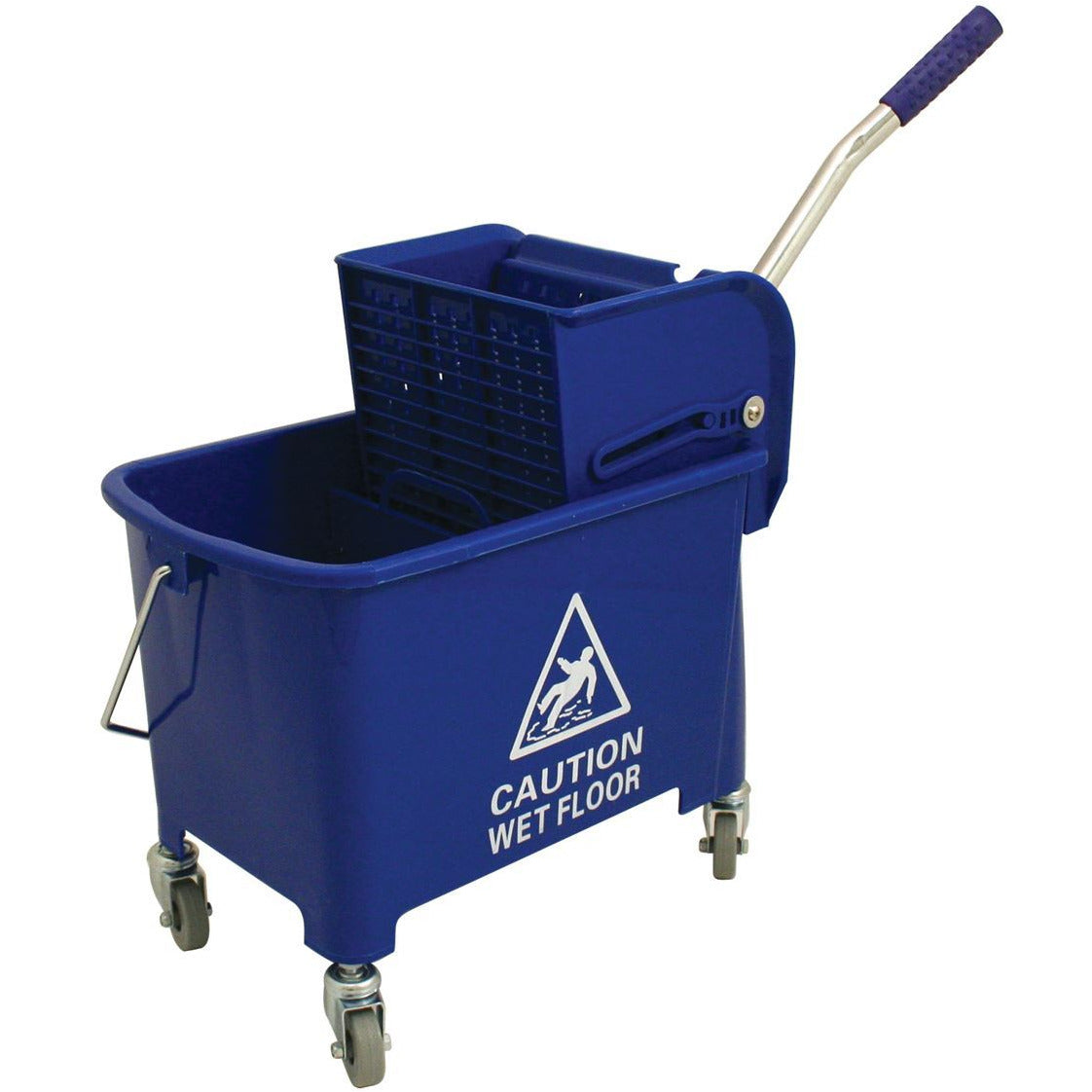 Blue Heavy Duty Mobile 20L Kentucky Mop Bucket on Wheels with Wringer - The Dustpan and Brush Store