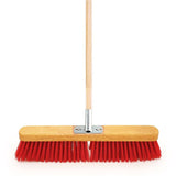 18" PVC Heavy Duty Yard Brush with Metal Bracket and Wooden Handle - The Dustpan and Brush Store