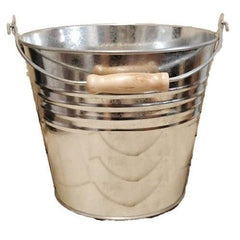 10L Galvanised Steel Metal Bucket with Wooden Handle