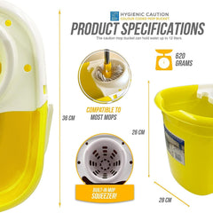 TDBS Caution Warning Yellow/White Mop Bucket