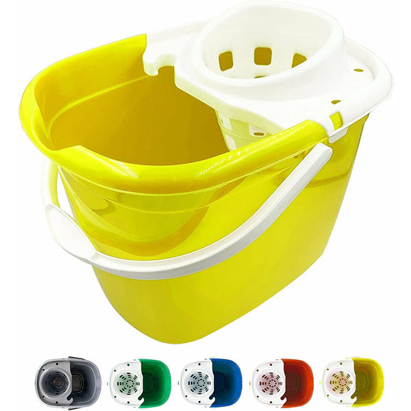 12L Yellow Plastic Mop Bucket and Wringer