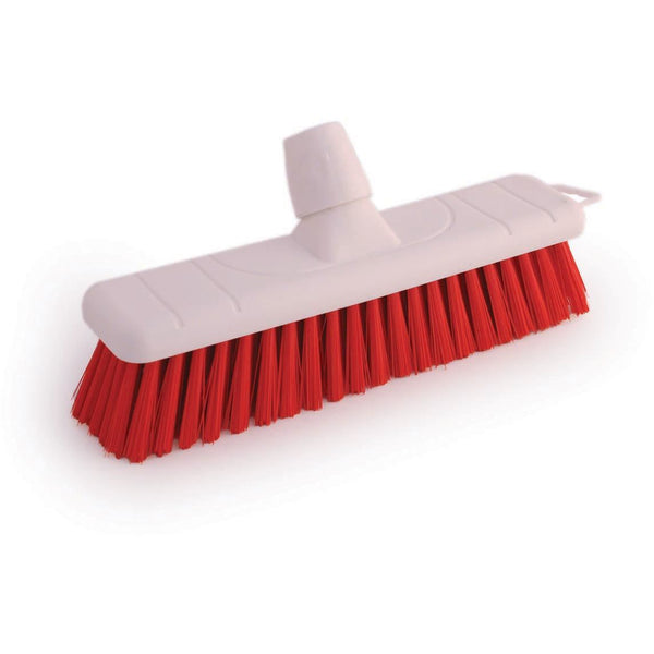 Red 12" 300mm Soft Colour Coded Food Hygiene Brush Sweeping Broom Head Only - The Dustpan and Brush Store