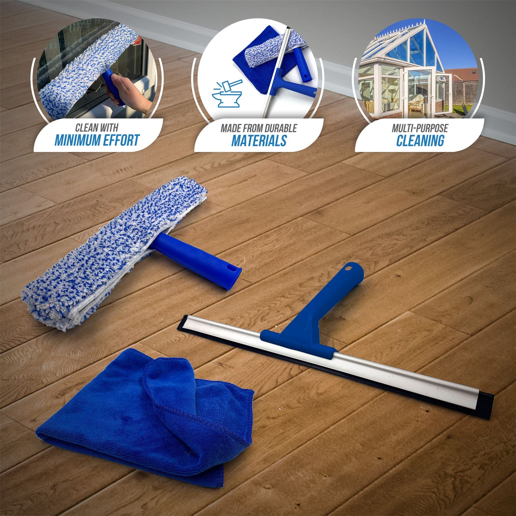 Window Cleaning Squeegee & Applicator Kit with Microfibre Cloth