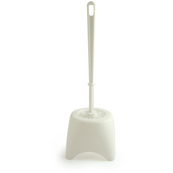 Standard White Plastic Toilet Brush and Holder Open Set - The Dustpan and Brush Store
