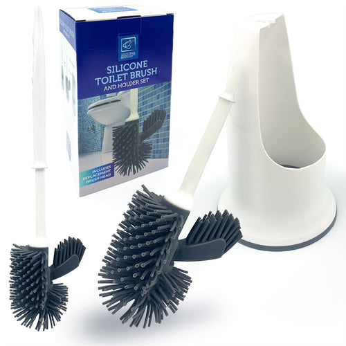 Silicone Toilet Brush Set with Spare Brush Head